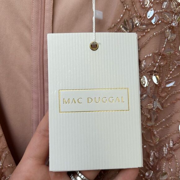 Mac Duggal 35109 Beaded Leaves Butterfly Sleeve Gown size 10 NWT - Picture 9 of 14